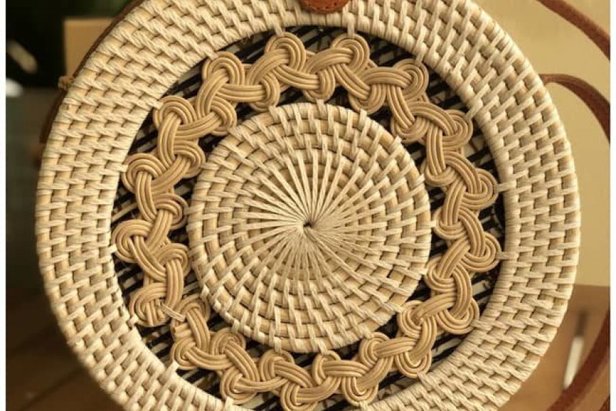 Rattan Bags White with Design